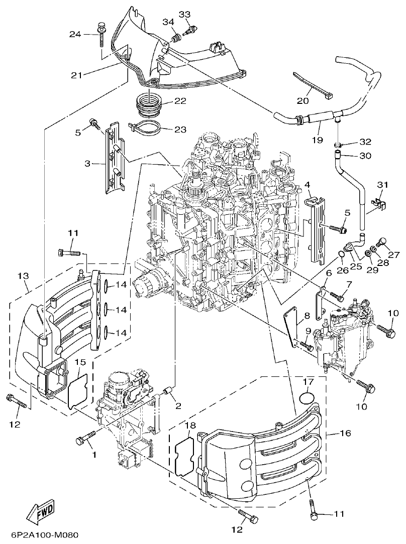Yamaha F200BET, FL200BET INTAKE 1 parts diagram
